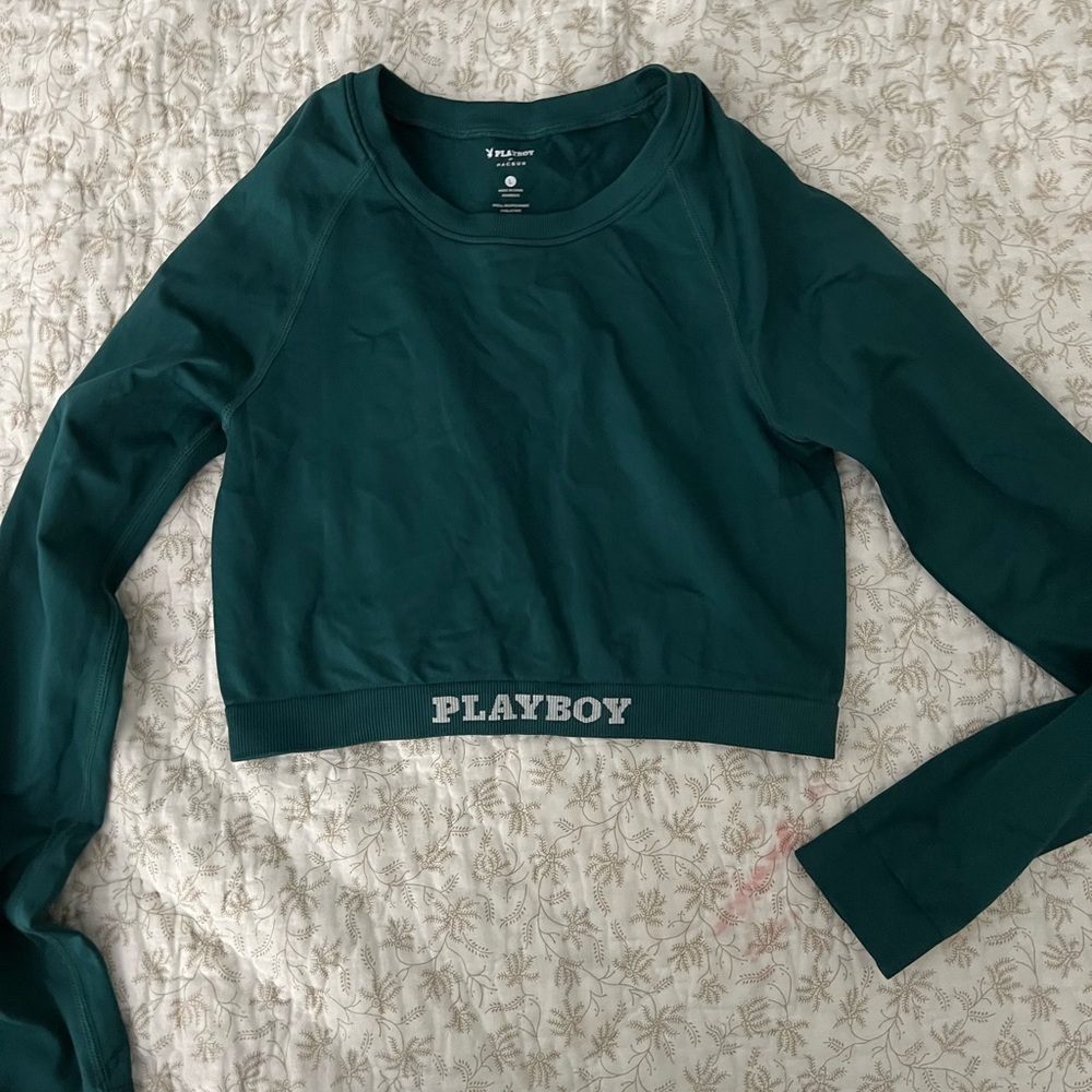 PLAYBOY Dark Green Crop Top